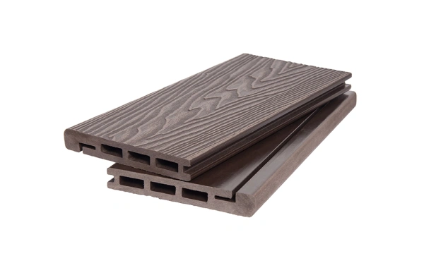 Террасная доска Polivan Singaraja 3D шовная 140 мм, L= 5800 мм вельвет и 3D, цвет: темно-коричневый