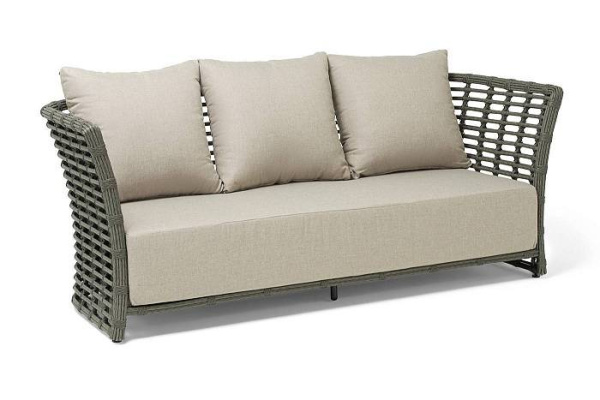 Диван 3-местный из искусственного ротанга, Валенсия цвет: серый