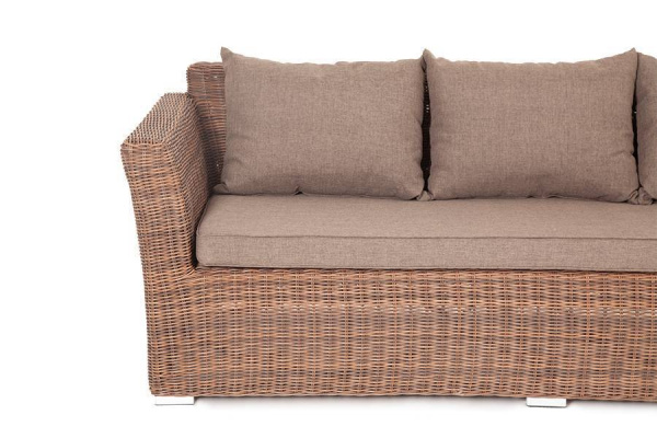 Диван 3-местный из искусственного ротанга, Капучино коричневый