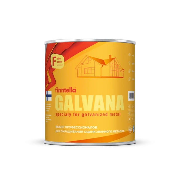 Краска Finntella, Galvana, для бетона и оцинкованного металла полуматовая, уп. 0.9 л колеровка