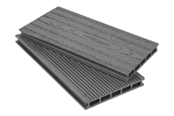 Террасная доска Grand Line 160 мм, L= 3000 мм вельвет и тиснение, цвет: графит