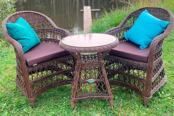 Комплект мебели Mokka Loreto, из искуственного ратанга, / 2 кресла, столик/ цвет: бронзовый