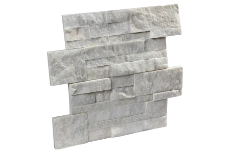 Кварцит, 3D панель из камня, 350х180 мм, Modern White Quartz