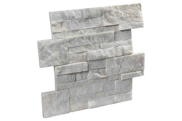 Кварцит, 3D панель из камня, 350х180 мм, Modern White Quartz