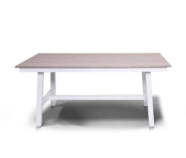 Стол обеденный из ДПК, Сан Ремо, каркас алюминиевый цвет: бежевый