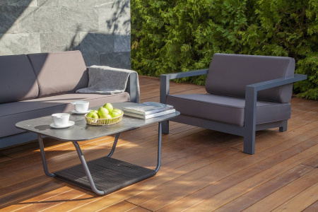 Кресло Гранада, алюминиевое, цвет темно-серый муар, ткань темно-серая