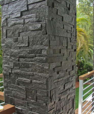 Кварцит, 3D панель из камня, 350х180 мм, Modern Black Quartz
