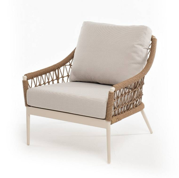 Кресло плетеное из искусственного ротанга, Венеция, цвет: соломенный