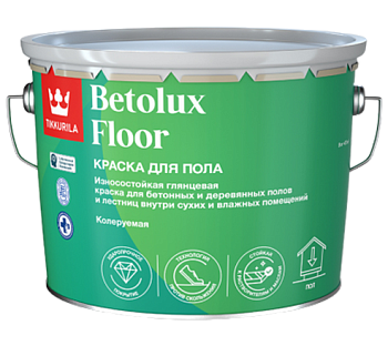 Краска для полов Tikkivala Betolux Floor, глянцевая, база С, уп 0.9 л Цвет: колеровка