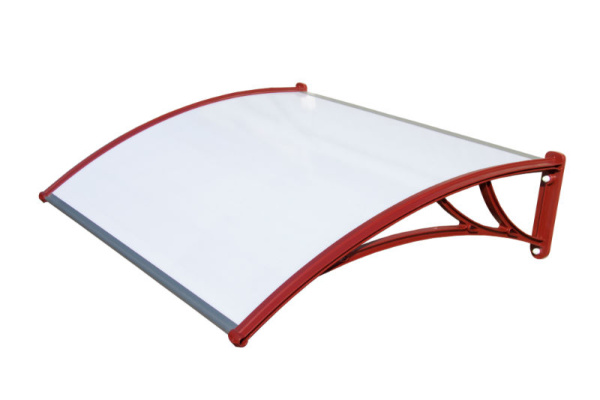 Козырек Krovent из поликарбоната 1500 мм х 930 мм, молочный, кронштейн красный
