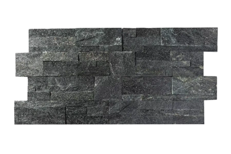 Кварцит, 3D панель из камня, 350х180 мм, Modern Black Quartz