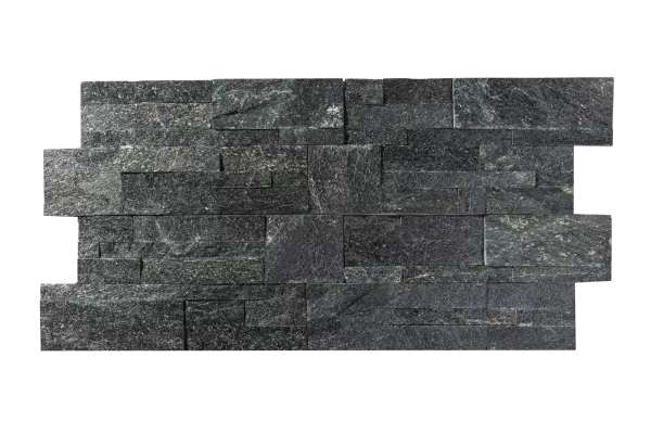 Кварцит, 3D панель из камня, 350х180 мм, Modern Black Quartz