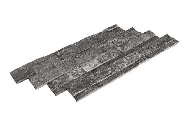 Кварцит, 3D панель из камня, 600х150 мм, Rockface Monsoon Black