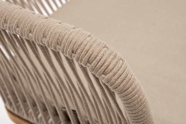 Стул из роупа, Лион, основание дуб, роуп бежевый круглый, ткань бежевая