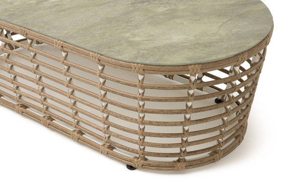 Стол журнальный из искусственного ротанга, Валенсия цвет: соломенный