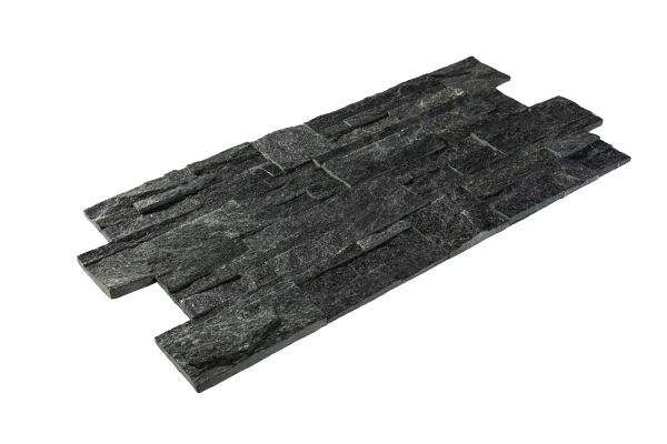 Кварцит, 3D панель из камня, 350х180 мм, Modern Black Quartz