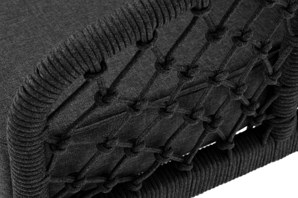 Диван 2-местный из роупа /узелки/, Канны,карк алюм темно-серый муар,роуп темно-серый,ткань темно-сер