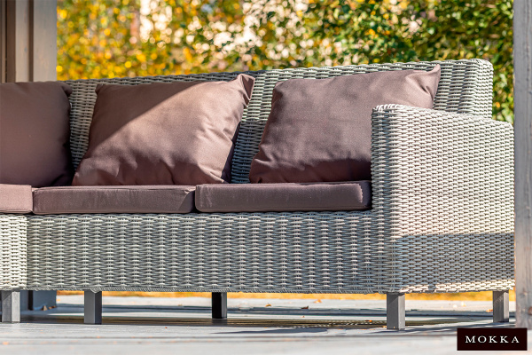 Диван угловой Mokka Bella, из искуственного ротанга, /13 подушек/ цвет: серый