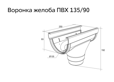 Воронка желоба пвх, Grand Line дизайн Ø 135/90 мм, цвет: бордо