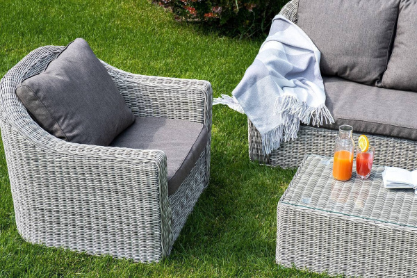 Кресло плетеное из искусственного ротанга гиацинт, Фабриция, цвет: серый