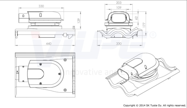 Проходной элемент Vilpe, Solar Tiili черный