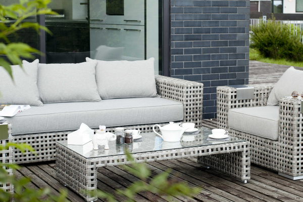 Диван 3-местный из искусственного ротанга, Тито, цвет серый