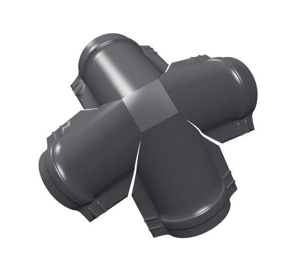 GL X-четверник конька полукруглого 0.5 мм, PE, RAL 7024