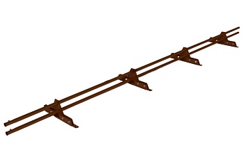 Снегозадержатель для фальцевой кровли Roofsystems Econom Next фальц 4 опоры, 2 трубы, круг Ø25 мм, L=3000 мм, RAL 8017