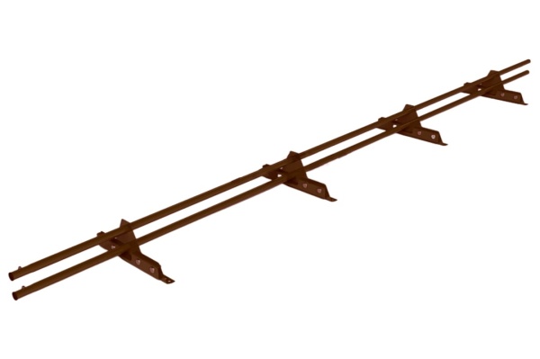 Снегозадержатель для фальцевой кровли Roofsystems Econom Next фальц 4 опоры, 2 трубы, круг Ø25 мм, L=3000 мм, RAL 8017