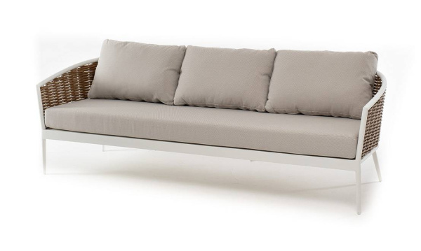 Диван 3-местный из искусственного ротанга, Тоскана, цвет соломенный