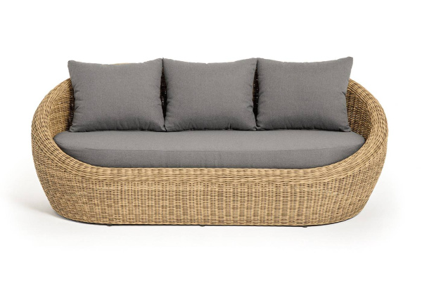 Диван 3-местный из искусственного ротанга, Барселона цвет: соломенный