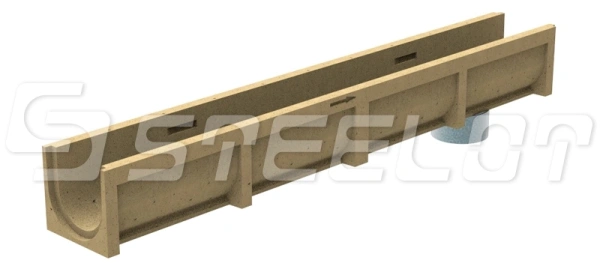 Лоток водоотводный полимербетонный SteeStart DN100 H125, с вертикальным выходом