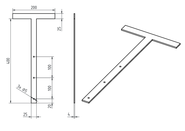СЗ Костыль кровельный, полоса 25х4, L=400 мм грунт, без цвета