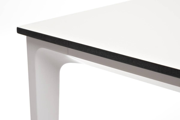 Стол обеденный из HPL 160х80 см, Малага, цвет молочный, каркас белый