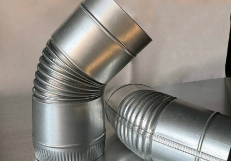 СЗ Колено трубы 45° гофрированное, Ø 250 мм 0.5 мм, Zn, без цвета