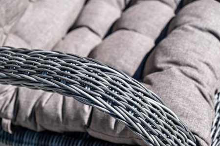 Кресло плетеное из искусственного ротанга, Толедо, с подушками графит