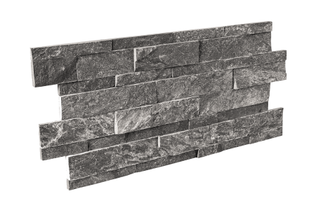 Кварцит, 3D панель из камня, 600х150 мм, Rockface Monsoon Black