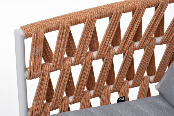 Кресло из роупа, Диего, каркас алюминий светло-серый муар,роуп оранж меланж круг.,ткань светло-серая