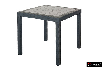 Стол B:Rattan Dallas пластиковый под ротанг, 80х80 см, цвет: коричневый