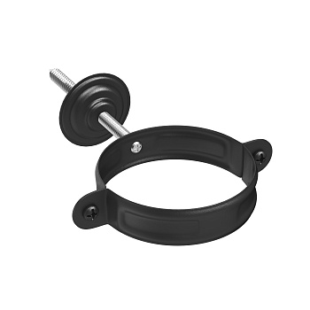 Хомут трубы с комплектом крепления Aquasystem Премиум Ø 90 мм, PU Matt, RAL 9005