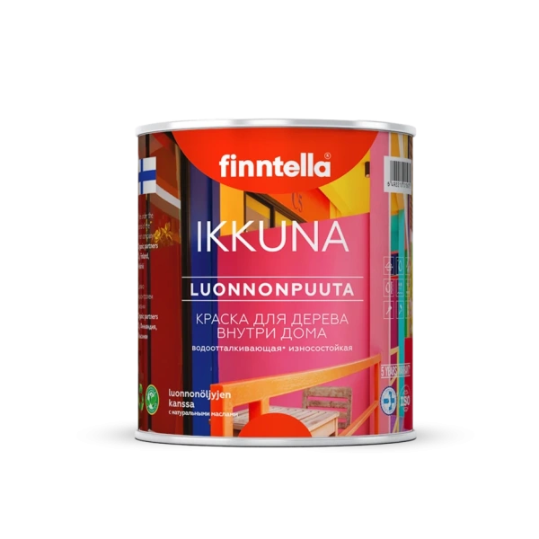 Краска Finntella, Ikkuna color, для дерев. интерьеров и окон с натур.маслами полуматовая, уп. 0.45 л колеровка