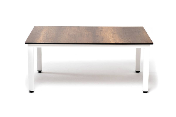 Столик журнальный из HPL, Канны, 90х60 см, H 40см, каркас белый цвет: дуб