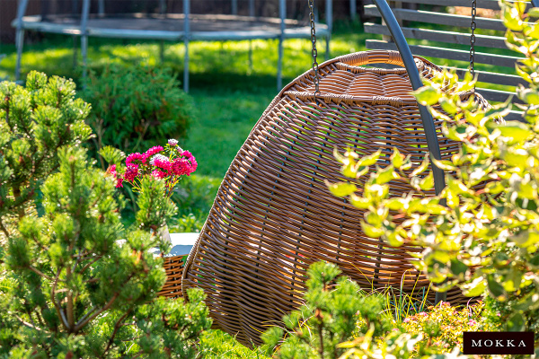 Кресло подвесное двухместное Mokka Majorca из искусственного ротанга цвет: капучино
