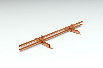 Снегозадержатель для фальцевой кровли Roofsystems Copper Next фальц, L= 1500 мм медь, 3 опоры, 2 трубы, круг Ø32 мм, L=1500 мм