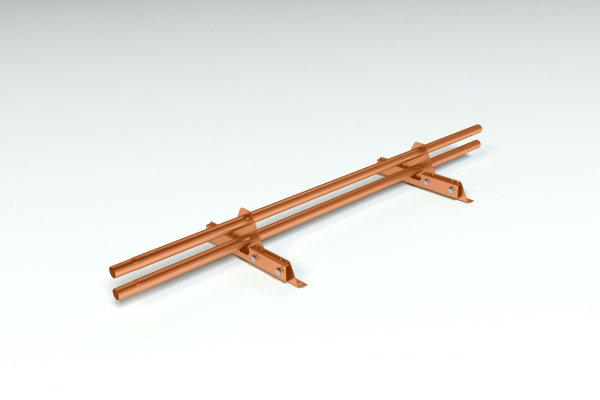 Снегозадержатель для фальцевой кровли Roofsystems Copper Next фальц, L= 1500 мм медь, 3 опоры, 2 трубы, круг Ø32 мм, L=1500 мм