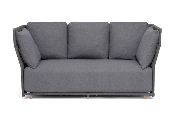 Диван 3-местный из роупа, Лугано, карк алюм темно-серый муар,роуп темно-серый круг,ткань темно-серая