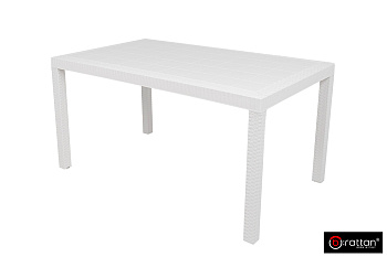 Стол B:Rattan Houston пластиковый под ротанг, 150х90 см цвет: белый