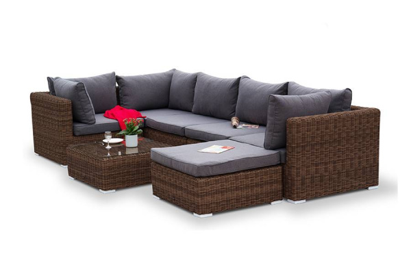 Стол журнальный из искусственного ротанга, Лунго цвет: коричневый