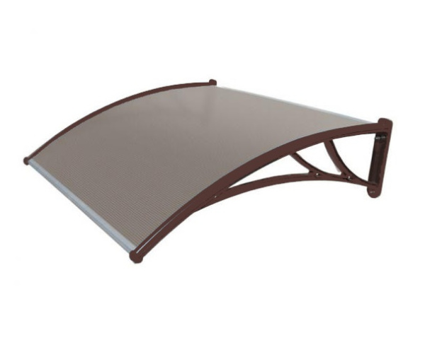 Козырек Krovent из поликарбоната 1200 мм х 930 мм, бронзовый, кронштейн коричневый