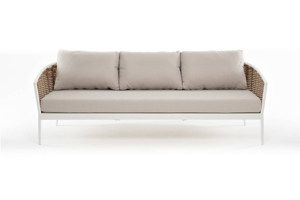 Диван 3-местный из искусственного ротанга, Тоскана, цвет соломенный